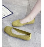 Top Quality Yellow Knit Cotton Fabric Flat Feet Shoes For Women