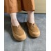 Khaki Casual Genuine Leather Flats  Flats