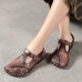 Genuine Leather Brown Flat Shoes Embossed Flats