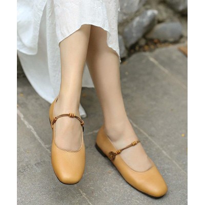 Brown Loafers For Women Genuine Leather Chic Lace Up Loafers