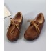 Soft Flat Shoes Brown Cowhide Leather Loafers For Women