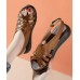 Brown Flat Sandals Buckle Strap Platform Hiking Sandals