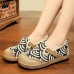 Black Cotton Linen Fabric Flat Shoes Splicing Flat Shoes For Women