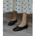 Genuine Leather Black Pointed Toe Flat Shoes For Women