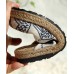 Beige Cotton Fabric Comfy Embroideried Slide Sandals