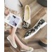 Black Print Linen Fabric Stylish Splicing Flats